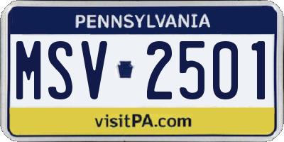 PA license plate MSV2501