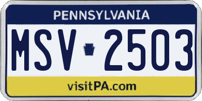 PA license plate MSV2503