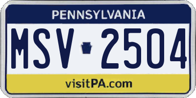 PA license plate MSV2504