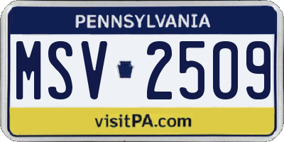 PA license plate MSV2509