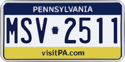 PA license plate MSV2511