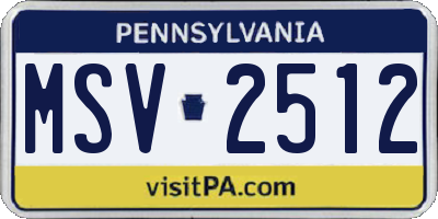 PA license plate MSV2512