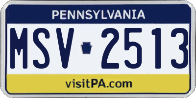 PA license plate MSV2513