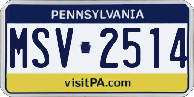 PA license plate MSV2514