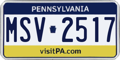 PA license plate MSV2517