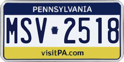 PA license plate MSV2518