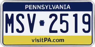 PA license plate MSV2519