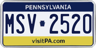 PA license plate MSV2520