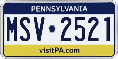 PA license plate MSV2521