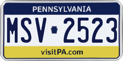 PA license plate MSV2523