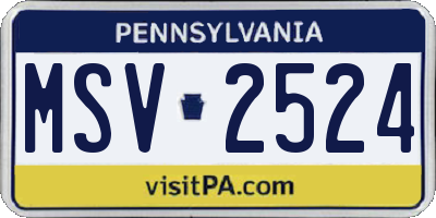 PA license plate MSV2524