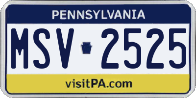 PA license plate MSV2525