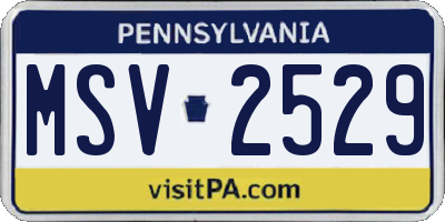 PA license plate MSV2529