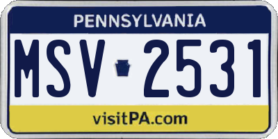 PA license plate MSV2531