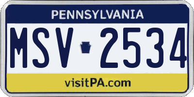 PA license plate MSV2534