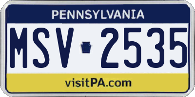 PA license plate MSV2535