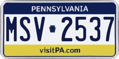 PA license plate MSV2537