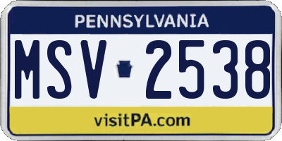 PA license plate MSV2538