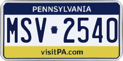 PA license plate MSV2540
