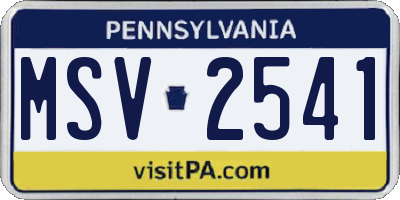 PA license plate MSV2541