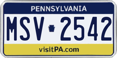 PA license plate MSV2542