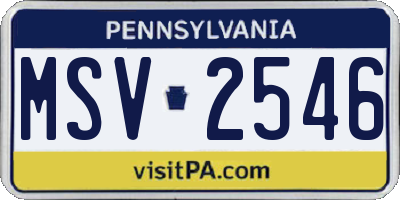 PA license plate MSV2546