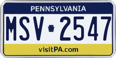 PA license plate MSV2547