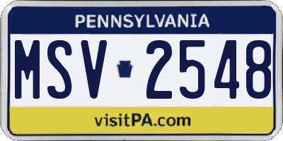 PA license plate MSV2548