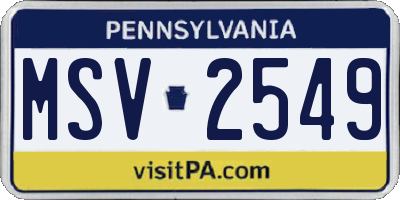 PA license plate MSV2549