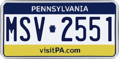 PA license plate MSV2551