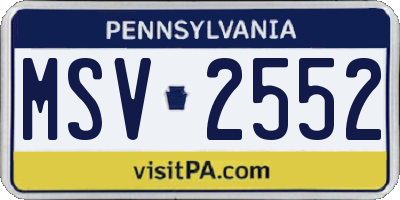 PA license plate MSV2552