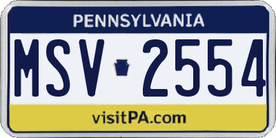 PA license plate MSV2554