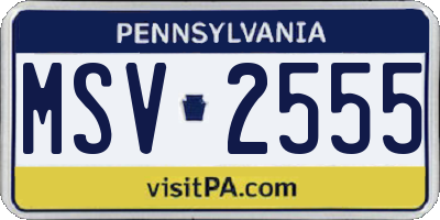 PA license plate MSV2555