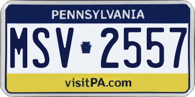 PA license plate MSV2557