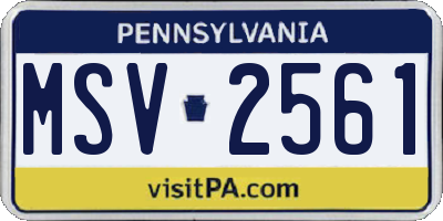 PA license plate MSV2561