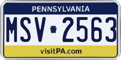 PA license plate MSV2563