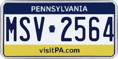 PA license plate MSV2564