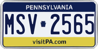 PA license plate MSV2565