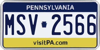 PA license plate MSV2566