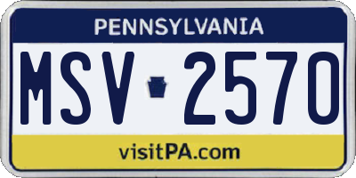 PA license plate MSV2570