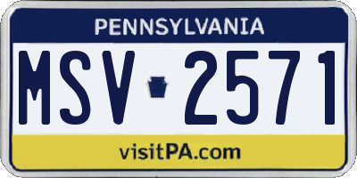 PA license plate MSV2571