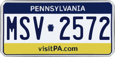 PA license plate MSV2572