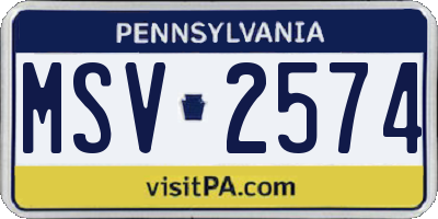 PA license plate MSV2574