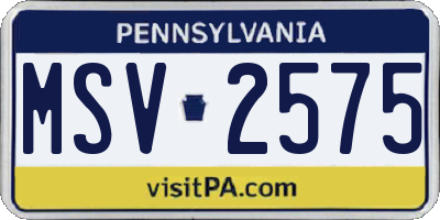 PA license plate MSV2575
