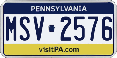 PA license plate MSV2576