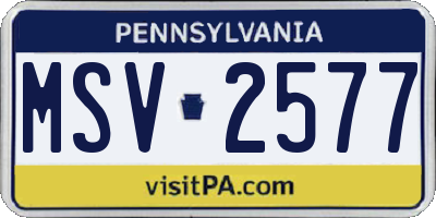 PA license plate MSV2577