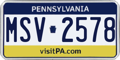 PA license plate MSV2578