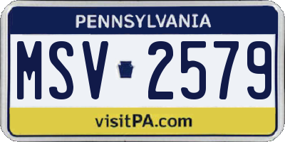 PA license plate MSV2579