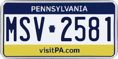 PA license plate MSV2581