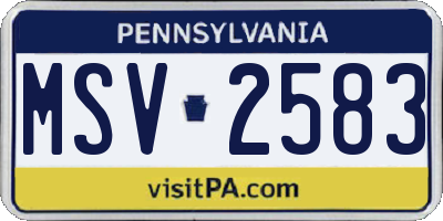 PA license plate MSV2583